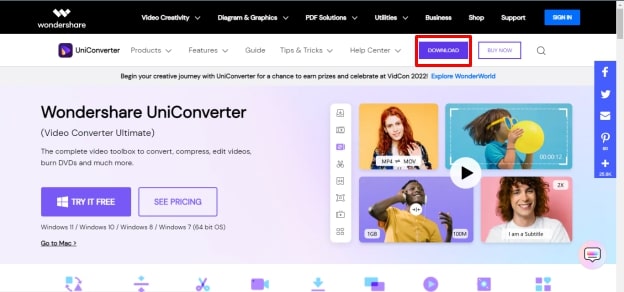 download UniConverter from its official website